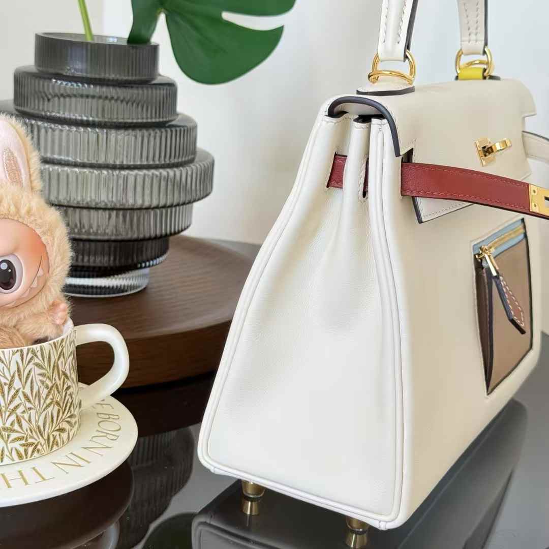 Hermès Kelly 25 Colormatic Craie Palladium Hardware - Image 10