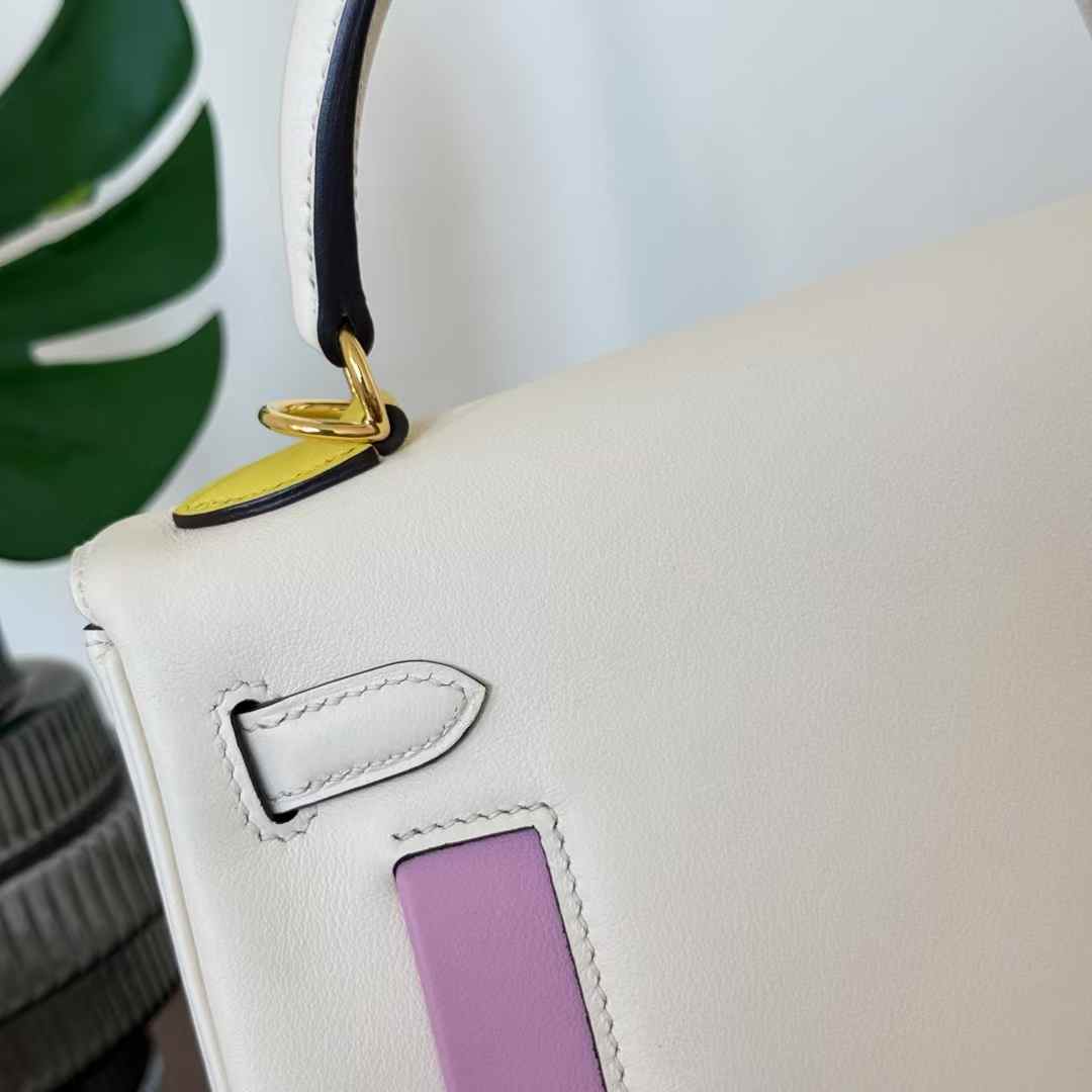 Hermès Kelly 25 Colormatic Craie Palladium Hardware - Image 11