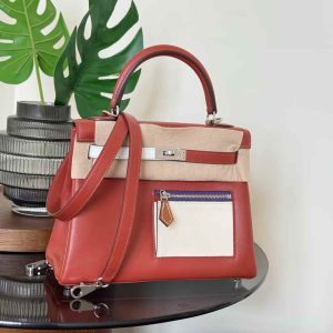 Hermès Kelly 25 Rouge Tomate Colormatic Swift Palladium Hardware