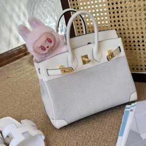 Alternative view of Hermès Birkin 25 Craie Toile Gold Hardware