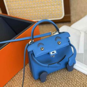 Hermès Kelly Doll Blue Hydra Swift